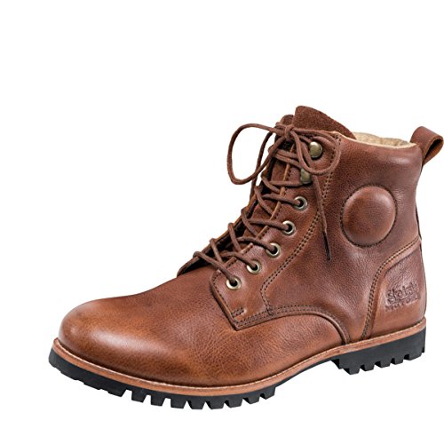 Spirit Motors Motorradstiefel für Herren und Damen Aus Leder, Motorradschuh, Lederstiefel, abgepolsterte Knöchelbereiche, Anziehschlaufe Am Schaft, Griffige Rubber-Sohle, Urban Lederschuh, Braun, 42