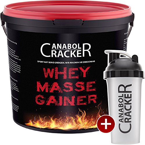 Whey Masse Gainer, Eiweisspulver, 3000g Eimer, Erdbeere, Toffi oder Vanille, + Proteinshaker, Sonderangebot Anabol Cracker (VANILLE - Geschmack)