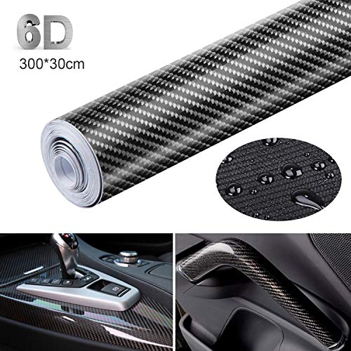 CompraFun 6D carbon folie, Carbonfaseraufkleber 300*30cm, Wasserdichter Autoaufkleberblasenfreie carbon folie Autoaufkleber kann für Laptop Handy wasserdichte Aufkleber der Möbel verwendet werden