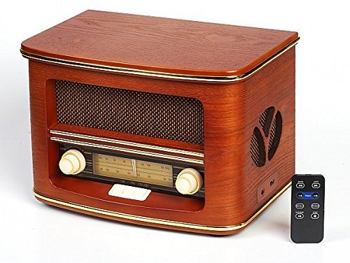 Vintage Radio, Retro Radio CD Spieler ,CD/MP3 , FM-LW| USB-Anschluss und Fernbedienung | Radio mit Echtholz-Gehäuse| Nostalgisches Radio Holzfarbe Design | Retro Radio für küche