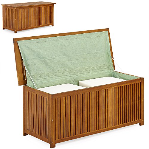 Auflagenbox Holz  Akazie  XXL 117cm  mit Innenplane  vorgeölt - Holztruhe Holz Kissenbox Gartenbox Gartentruhe Truhe