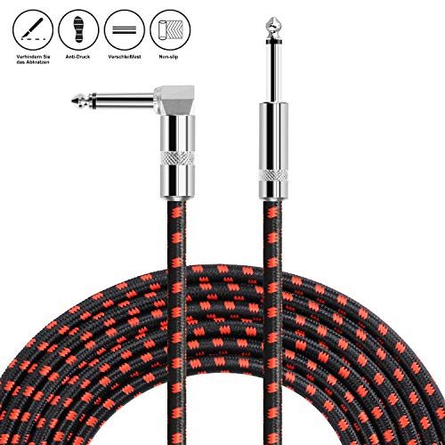 NEUMA 10Ft / 3M Gitarrenkabel, klinkenkabel 1/4 gerade bis rechtwinklige Audio-Instrumentenkabel für E-Gitarre, Bass-Gitarre, elektrische Mandoline, Pro Audio