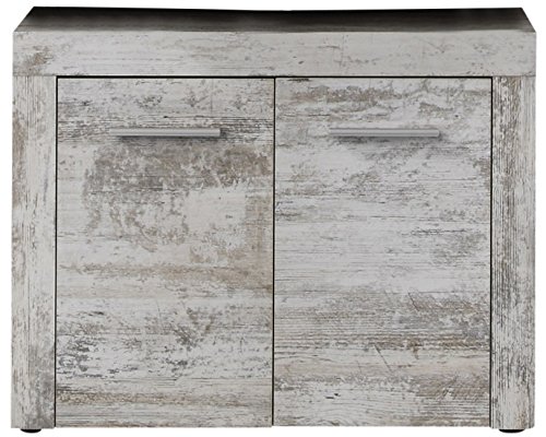Trendteam 1259-301-68 Badezimmer Waschbeckenunterschrank Unterschrank Cancun Boom, 72 x 56 x 34 cm in Pinie Canyon White Dekor mit Siphonausschnitt