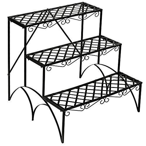 TecTake Pflanzentreppe Blumenbank 3 Stufen - belastbar bis 30 kg - ca. 60x60x60cm - diverse Modelle (Stufen rund | Nummer 401712)