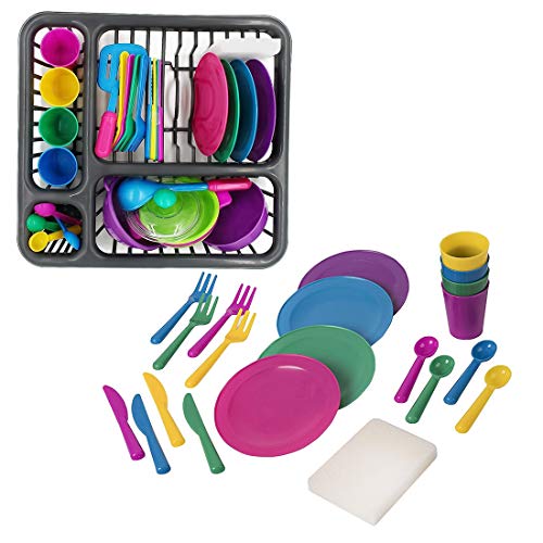 MAZOZ 21 Teile Geschirr Garnitur Spielen，Deluxe Küche Spielzeug Plastik Kochen Geschirr Essen Kinder Geschenk