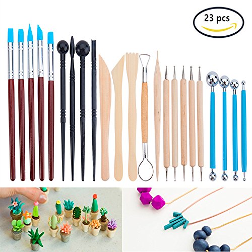 BENECREAT 23PCS Kugelschreiber punktiert Modellierung Werkzeuge Keramik Carving-Tool-Set - enthalt Clay Color Shapers, Modellierwerkzeuge & Holzskulptur Messer fur Berufs- oder Anfanger