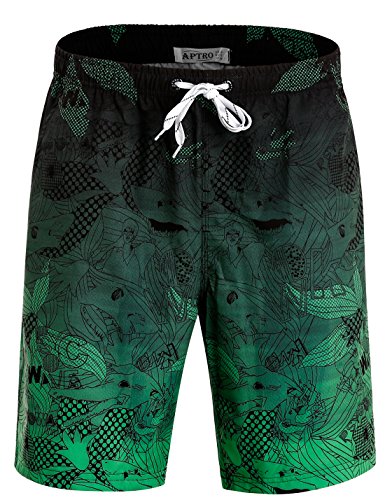 APTRO Badehose Herren Freizeit Short Urlaub Short Schnelltrocknend Badeshorts Grün BS023 XXL