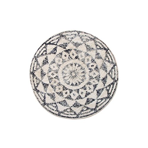 HKliving Badezimmerteppich Schwarz/Weiß Rund Ø80cm