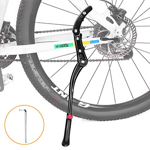 WOTEK Fahrradständer, Seitenständer Fahrrad Universal Aluminiumlegierung Fahrrad Ständer Rutschfester Gummiständer, Mountainbike, Rennrad, Fahrräder und Klapprad, Höhenverstellbar| 24-29 Zoll