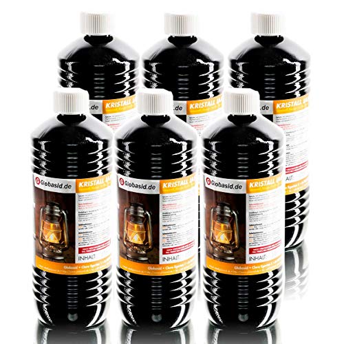 Lampenöl 6 x 1 Liter hochrein rauchfrei & geruchsfrei Brennstoff für Gartenfackeln Öl-Lampen Öllaternen Bambusfackeln Wandfackeln Campingkocher uvm. 1Liter Flaschen für handliche und sichere Anwendung