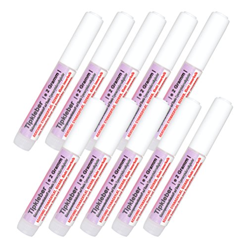 10er Set NAILFUN Tipkleber [10 x 2 Gramm] Profi Nagelkleber transparent und dünnviskos
