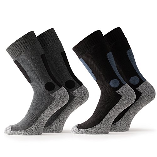 Occulto 2 Paar Herren Trekking Socken | Wandersocken | Outdoorsocken | Funktionssocken mit Gepolsterter Sohle in Verschiedenen Farben und Größen (Blau-Anthrazite, 43-46)
