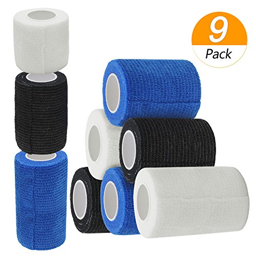 Erste Hilfe Bandage, Homgaty Elastische Binde Haftbandage Selbstklebende Bandagen Sportverletzung Erste Hilfe Verband, 9 Stück