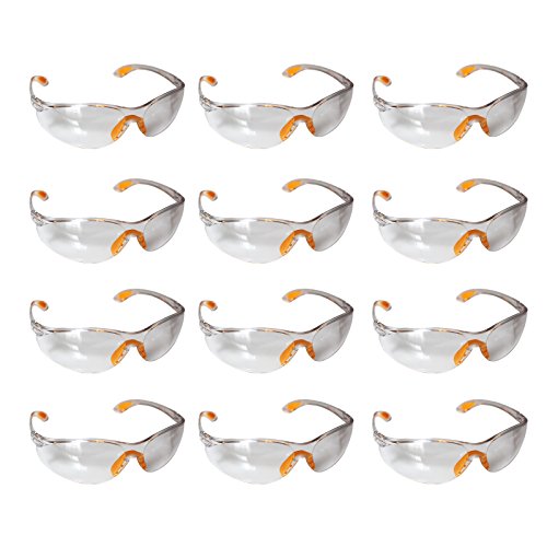 Schutzbrille - 12 Packung Klare Schutzbrillen Zum Schutz der Augen mit Klaren Kunststoff-Linsen, Gumminase und Ohrbügelhaken/Ohrhaken für Festen Sitz an den Ohren, Schutzbrille Baustelle - Schutzbrille Kinder