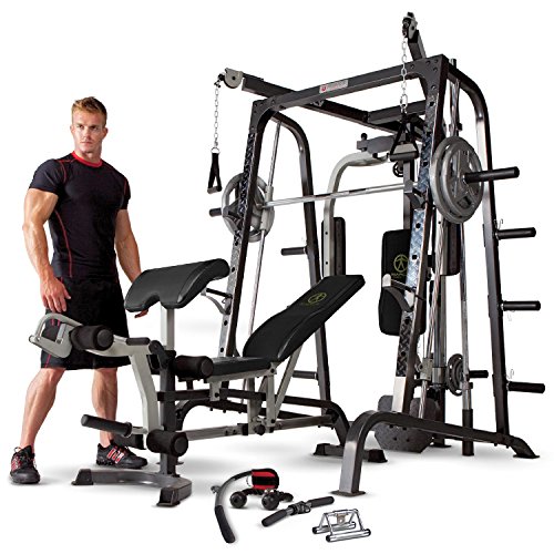 MARCY Unisex – Erwachsene MD-9010G Heim-Gym mit Bankdrück-Station Smith-Maschine Schwarz One Size