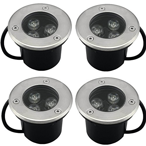 SAILUN 4 x 3W LED Bodeneinbaustrahler Edelstahl rund Bodenleuchte AC 230V IP68 270Lumen Für Aussen Wegbeleuchtung Garten Terrasse Treppen (4 Stücke)