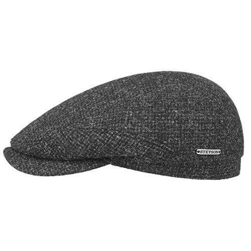 Stetson Belfast Tweed Flatcap Schirmmütze Schiebermütze Wollcap Mütze für Herren - Made in The EU Wintercap mit Schirm, Futter Herbst-Winter - 57 cm anthrazit