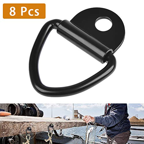 QLOUNI 8 Stück Zurröse V Aufbauring Schwerlast 400 kg Edelstahl Zurring Ringe Haken für Anhänger LKW Trucks Bootsseillager, 82 x 63mm