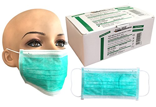 MUNDSCHUTZ OP 3lagig m.Gummibänder 99,5% grün 50 St