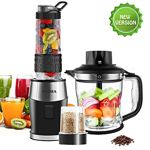Mixer Smoothie Maker, Fochea Standmixer, 700 Watt Blender, 3 in 1 Multifunktion Smoothiemaker + Fleisch Zerkleinerer/Ice Crusher + Kaffeemühle,24000U/Min mit 570ml Sport-Flasche BPA frei Tritan