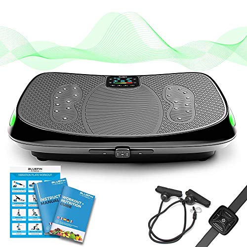 4D Vibrationsplatte – Leistungsstark mit 3 leisen Motoren | Leicht zu Bedienen | Magnetfeldtherapie Massage | Ultra Komfort – Curved Design | 4.0 Bluetooth Lautsprecher | Vibration Oszillation