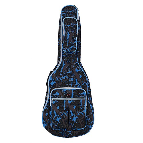 Andoer Gig Bag Gitarre 600D Wasserdicht Oxford-Tuch Blau tarnen Doppelt genäht Gepolsterte Riemen Tragetasche zum 41 Inch Akustisch Klassische Folk Gitarre