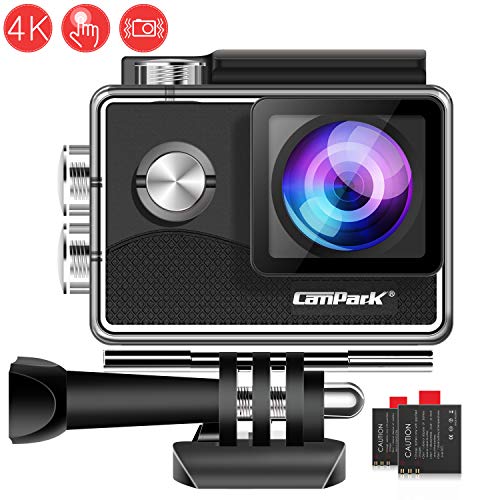 Campark 4K Action Cam WiFi wasserdichte Unterwasserkamera 30m Helmkamera 16MP mit 170 ° Ultra-Weitwinkel EIS Stabilisierung und viel Zubehör Kompatibel mit gopro