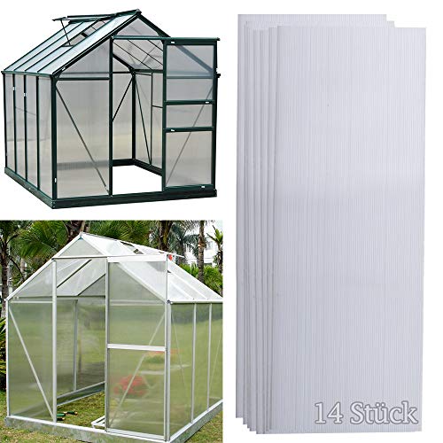 wolketon 14x Polycarbonat Hohlkammerstegplatten (60.5 x 121cm) 4mm | 10,25 m² Doppelstegplatte für Gewächshaus, Garten Treibhaus Ersatzplatten