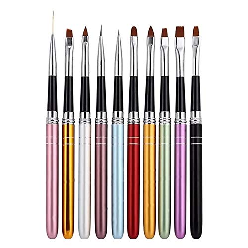 Nagel Pinsel Set, 10-teilig Nagel Kunst Malerei Zeichnung Pinsel für UV-Gel- und Acrylfingernägel
