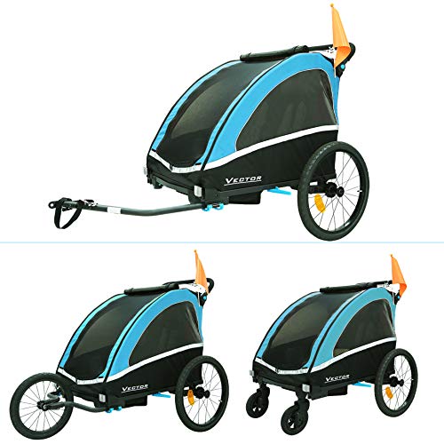 Kinderfahrradanhänger Aluminium Fahrradanhänger Jogger 2in1 Anhänger Kinderanhänger 702-D03 BLAU