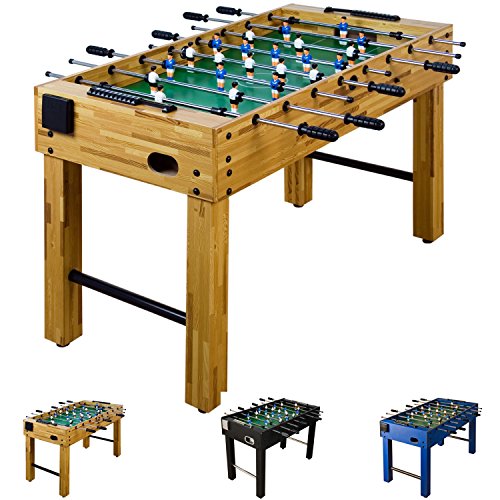 Tischfussball „Glasgow“ Buche inkl. Zubehör Set, 2 Getränkehalter, höhenverstellbare Füße, nahtlos hochgezogene Spielfeldecken, Tischkicker, Kicker, Kickertisch