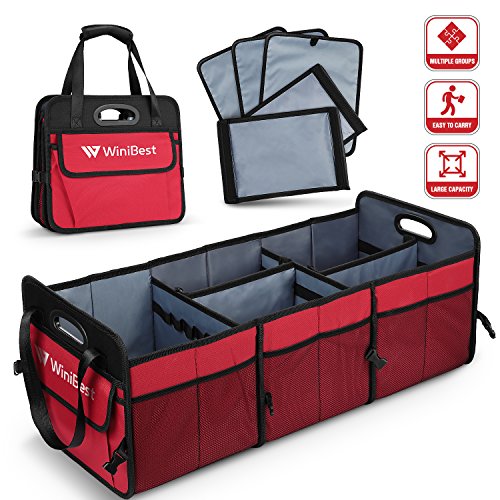 Winibest Kofferraumtasche Kofferraum Organizer, Faltbar PKW Große Einkaufskorb & Auto Organizer(78 x 33 cm) 13 Taschen &3 Fächer,Ideal für Auto, SUV, Minivan, Truck, Büro, Zu Hause