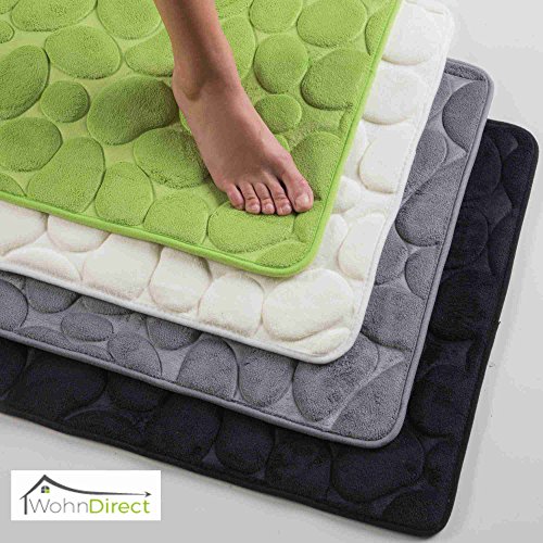 Badematte 'London' | Rutschfester Badvorleger | Waschbar & Schnelltrocknend | Moderner Microfaser Duschvorleger | Badteppich für Badezimmer | Flauschig & Weich | WohnDirect – GRAU 50 x 80 cm