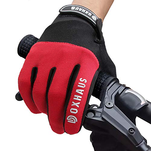 DOXHAUS Fahrradhandschuhe Atmungsaktive rutschfeste und Stoßdämpfende Mountainbike Handschuhe, Herren Damen Touchscreen Lange Fingerhandschuhe fürs Mountainbike, Rennrad, Wandern L
