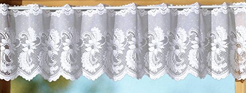 Gardine Scheibengardine als Set mit handgebogter Blumen Bordüre aus edlem Jacquard - Ökotex …auspacken, aufhängen, fertig! Vorhang Typ72
