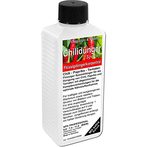Chilidünger Paprikadünger Spezial Capsicum, zum düngen von Chili (Chilli) Peperoni Paprika und auch Tomaten, Flüssig - Dünger der Profi Linie