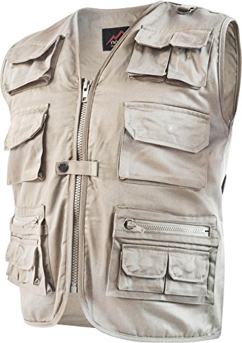Outdoor Weste Safari mit vielen praktischen Taschen Farbe Khaki Größe M