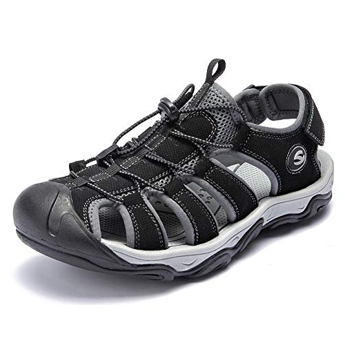 UBFEN Sandalen Herren Trekkingsandalen Sommer Sport Outdoor Schuhe Strand Wandersandale Wanderschuhe Freizeitschuhe Atmungsaktive Sandale 43 EU Schwarz