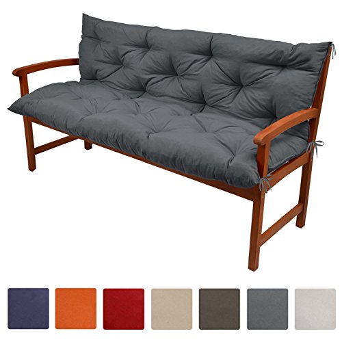 Beautissu Bankauflage Flair BR ca 150x50x50cm bequemes Bank Polster & Rücken-Kissen als Gartenbank Auflage Graphit-Grau