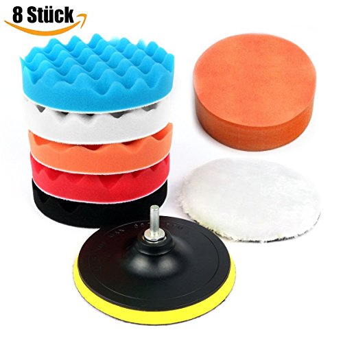 NBODY 8 Stück 150mm (6 Inchs) Polierset Polierschwamm Set Poliermaschine Schwamm Auto polieren für Sauber machen Lackpflege Poliermaschinen