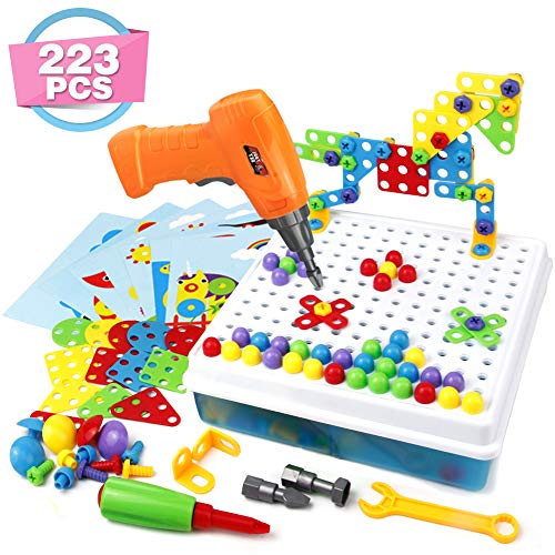 Symiu 3D Puzzle Kinder Mosaik Steckspiel Bausteine mit Schraubendreher Schrauben Pädagogisches Spielzeug Geschenkset für Kinder Junge Mädchen ab 3 4 5 Jahre Alt (MEHRWEG)