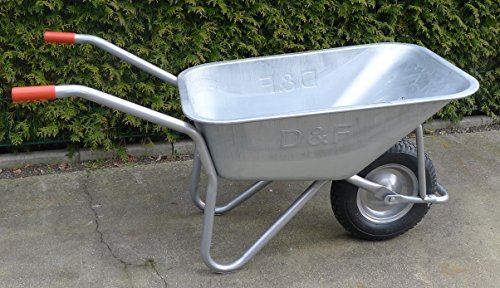 Schubkarre 200Kg für Garten, Bau und Stall mit Stahlfelge, Vollverzinkt, Pulverbeschichtet