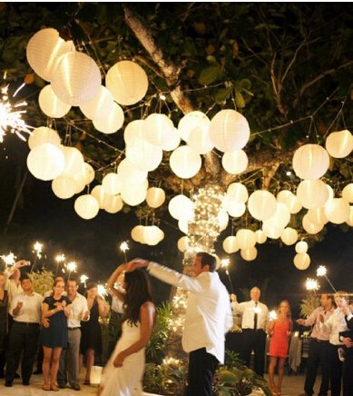 10 Stücke weiß Papierlaterne Laterne Deko Feier Lampions Papierlampen (10')