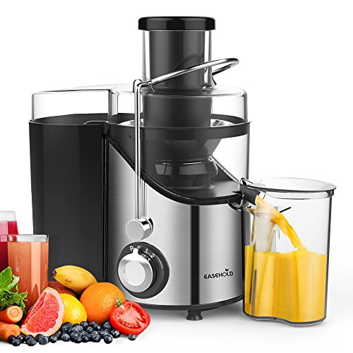 Entsafter für Gemüse und Obst, Easehold 2 Geschwindigkeitsstufen 65mm Einfüllöffnung Saftpresse Juicer elektrisch, BPA-frei, Reinigungsbürste und Saftbehälter