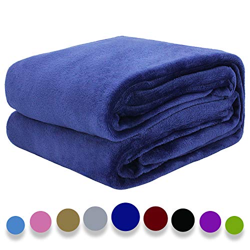 Arkham Flanell Fleecedecke Kuscheldecke Tiefes Blau Heimdecke, Flauschige Decke Warmes Bettsofa und Haustier Werfen, Exquisiter Komfort Tiefes Blau Flanell Fleecedecke 150X200CM