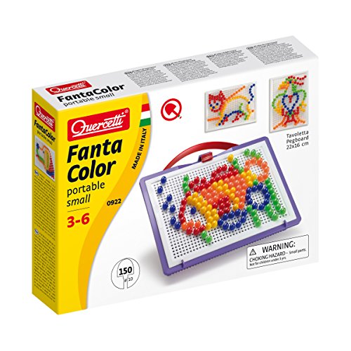 Quercetti 0922 - Mosaik-Steckspiel FantaColor Portable Small, 150 Stecker 10mm