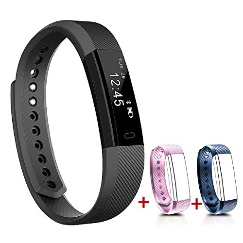 NAKOSITE SB2433 Schrittzähler, Fitness Armband, Activity Tracker, Fitness Tracker, Kalorienzähler, Schlafüberwachung, Distanz, Sportuhr, mit Lauf und Jogging App von VeryFit. Verbindet sich NUR mit iPhone und Android Telefonen. Erfordert Bluetooth 4.0, für Android 4.4 oder IOS 7.1 und neuer. PLUS: SMS, Anrufer ID, Alarm, Anti-Telefonverlust, Telefon Finden, Bilder Aufnehmen, SNS Benachrichtigungen, wie WhatsApp und Facebook. Farbe Schwarz. Bonus: Fitness E-Book
