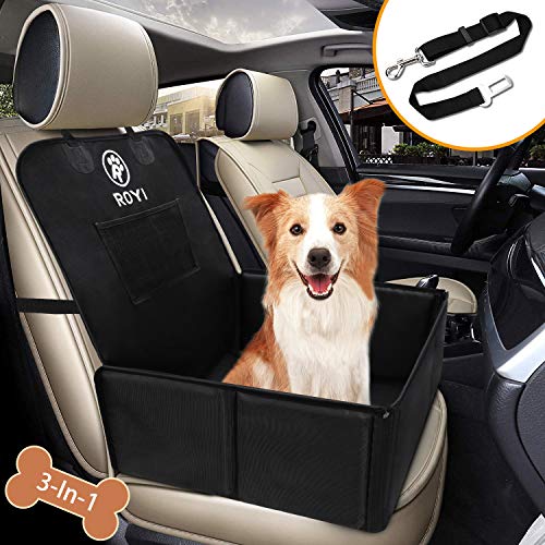 Wimypet Hunde Autositz für Kleine Mittlere Hunde, Robust Rückbank & Vordersitz Hundesitz mit Sicherheitsgurt, Wasserdicht Faltbar Autositzbezug Atmungsaktiv Anti-Rutsch Hundedecke