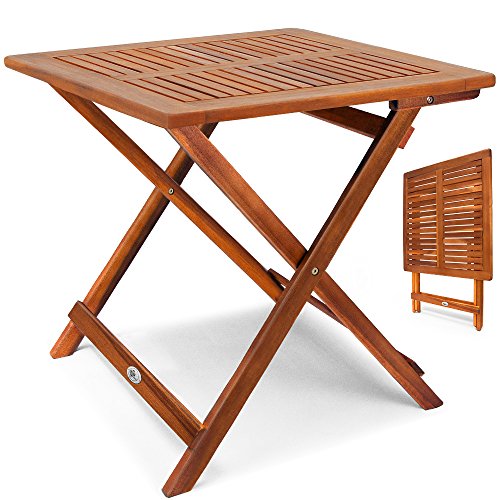 Deuba Klapptisch Akazie Beistelltisch Holztisch Gartentisch Campingtisch 70x70x73cm