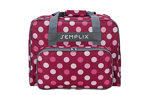 SEMPLIX Nähmaschinentasche Polka Dots, Beere/Rosa, 45x34x24 | Stabile Transport und Aufbewahrungs Tasche in Vielen Frischen Farben, für Alle gängigen Haushaltsnähmaschinen
